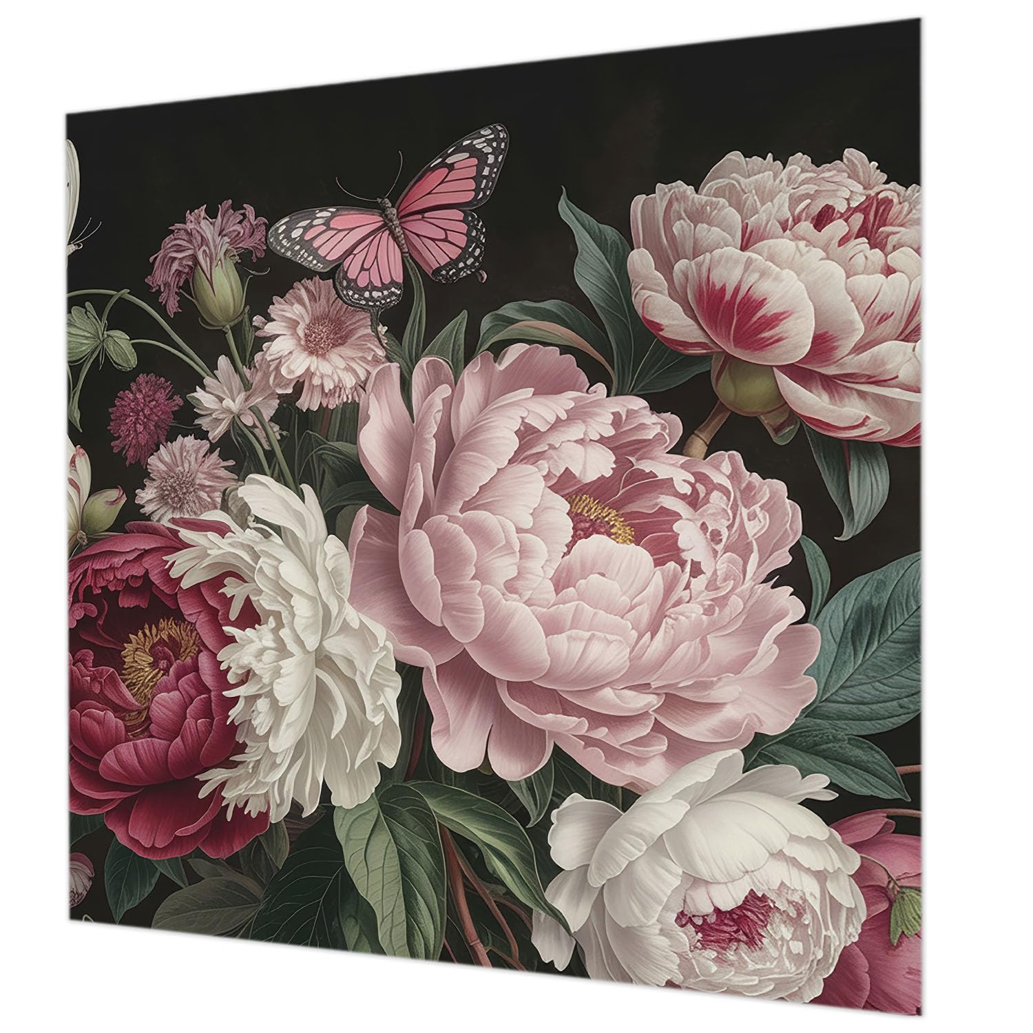 Papier peint intissé pivoines et papillons 250x250 cm