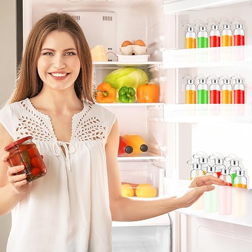 Miniatura 5 de Zubebe 20 botellas de agua reutilizables de 10 onzas, botellas transparentes a granel con tapas de acero inoxidable a prueba de fugas, botellas