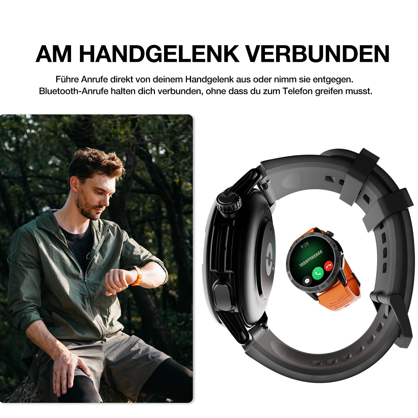 AGM Legion Pro Militär Smartwatch Herren, Robuste Fitnessuhr Wasserdicht 5ATM, 1,43" AMOLED Outdoor Sportuhr mit GPS, Offline-Karten für Routenaufzeichnung, MIL-STD-810H, Anrufe, 2 Armbänder