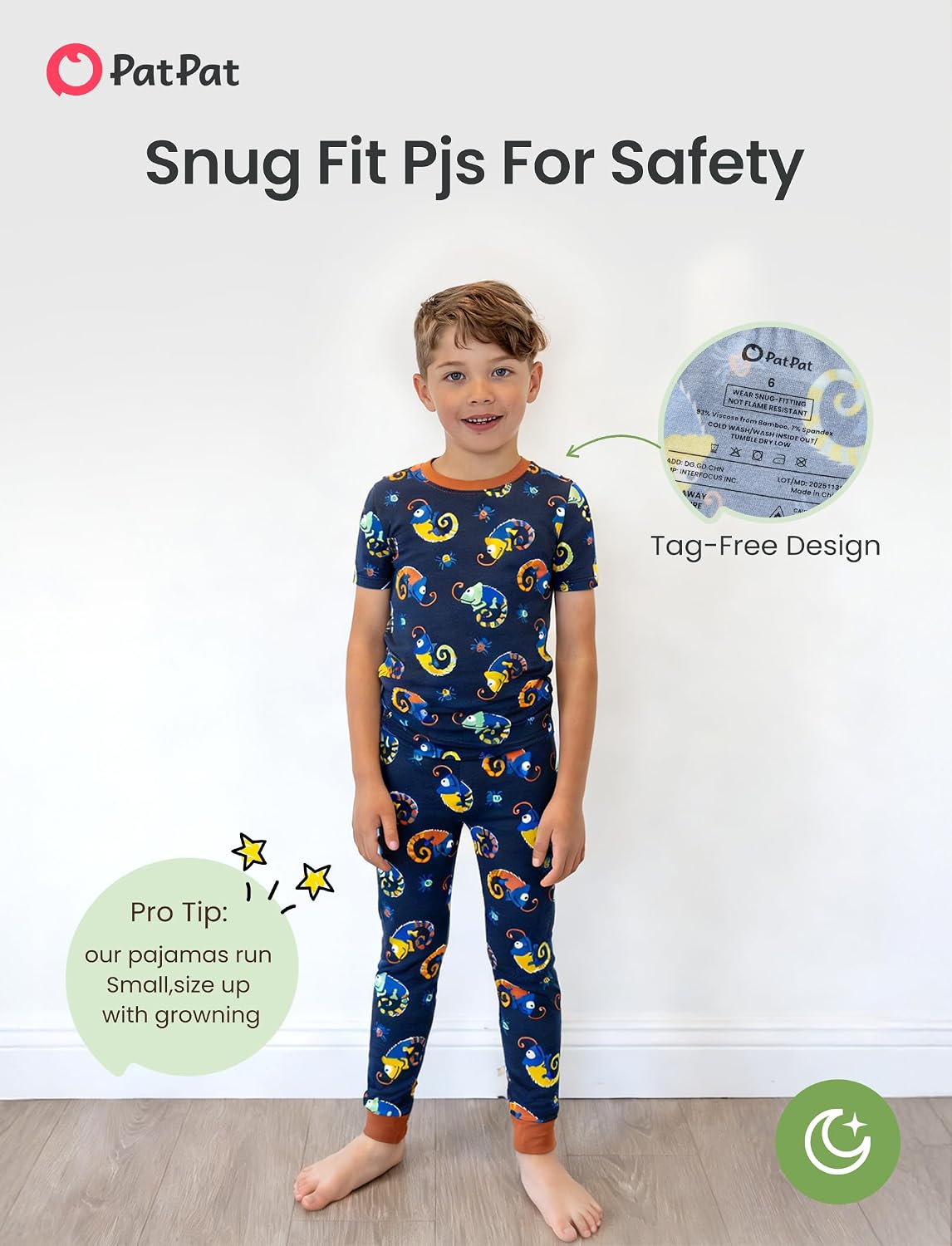 PATPAT Bamboo Viscose Pajamas Sets for Boys Girls Kids Toddler, 3 Pack Shorts & Pants Sleepers, Ultra-soft Snug Fit Pjs 2-12Y