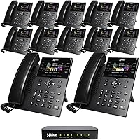 XBLUE QB1 Business Phone System: 12 IP8g Color Phones, 4 Landline Ports, 3 Months Free Service, WFH Smartphone Mobility