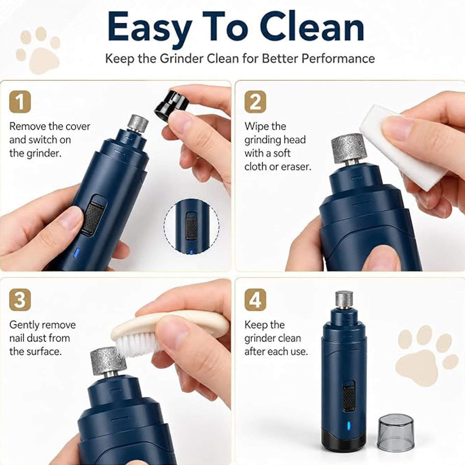 Puppiclaw 2.0 Lime À Ongles pour Animaux, Lime Silencieuse pour Chiens(b2) | Coupe-griffes Double Vitesse Pour Chiens Petits, Moyens, Grands Et Chats, Toilettage Sans Douleur