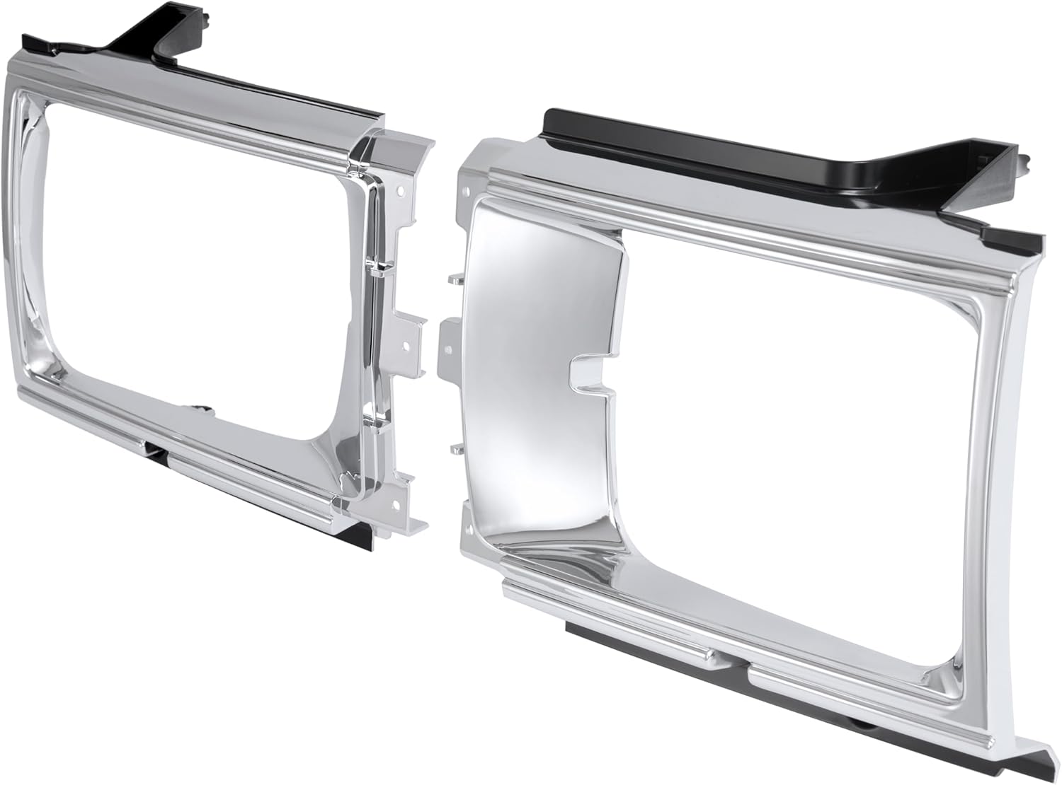 HECASA Pair Headlight Door Bezels Set Compatible with 1984-1986 Toyota Pickup / 4Runner / SR5 Turbo Headlamp Door Cover Trim Driver & Passenger Side Plastic(ABS) Silvery+Black