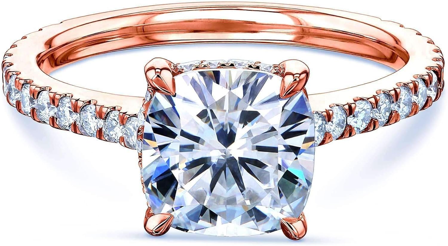 Kobelli 2ct Cushion Forever One Moissanite Drop Halo Ring