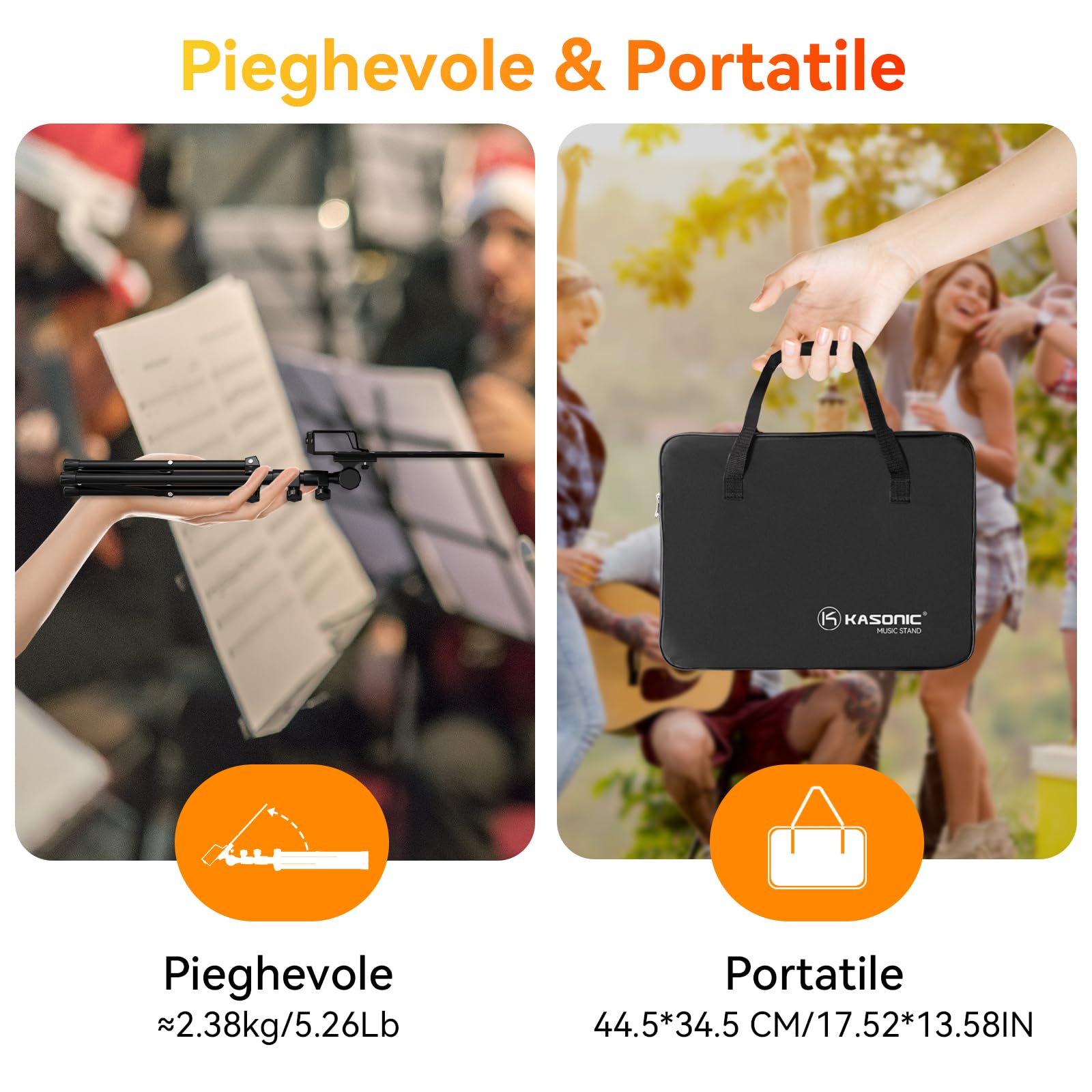 K KASONIC Leggio per spartiti pieghevole a doppio uso 2 in 1 e supporto per libri da tavolo con borsa da trasporto portatile e supporto per clip per spartiti
