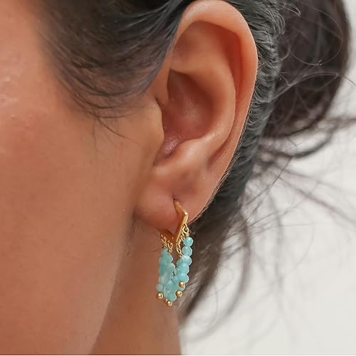 Miniatura 6 de Gempires Natural Peridot Beads Hoop Earring, August Birthstone Jewelry Handmade Hoop Earrings For Women (peridot)