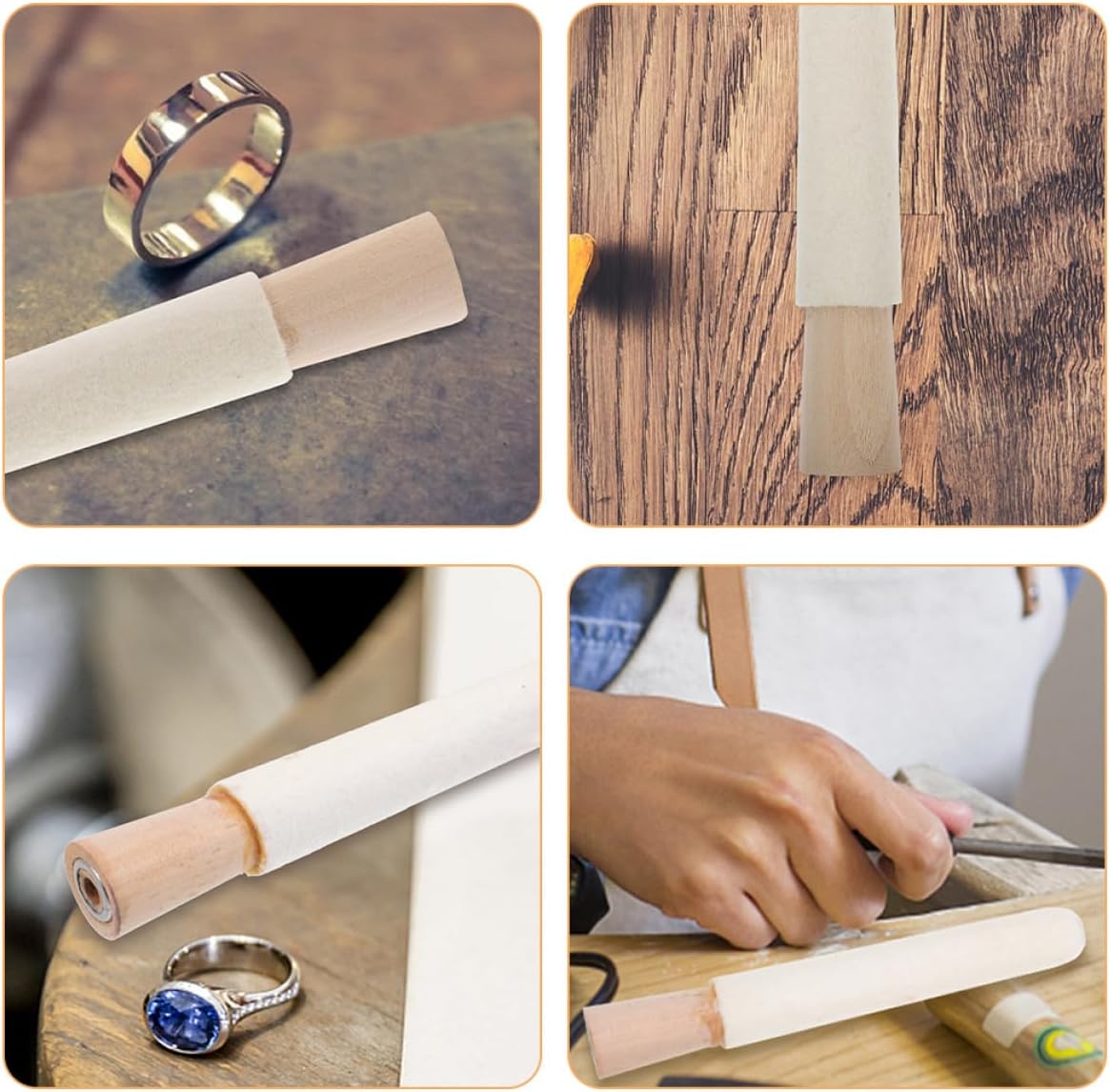 HEMOTON Ring Inner Polisher and Buffing Grinding Stick for Jewelry Making, Silver Copper Gold Polishing Rods, Sturdy Ring Buffing Tool for Crafting and Repair