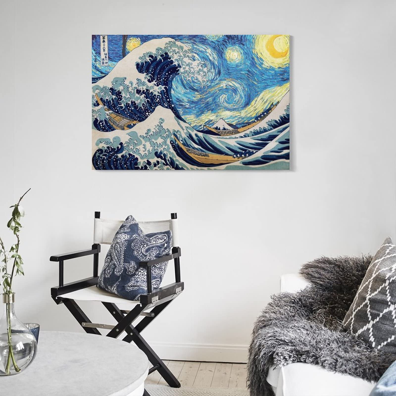 Amazon.co.jp: アートパネル 神奈川沖浪裏 ゴッホ 星月夜 飾り絵