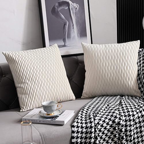 Miniatura 9 de DEZENE - Fundas decorativas para cojín, diseño de rayas 2 fundas cuadradas de terciopelo, para sofá rústico