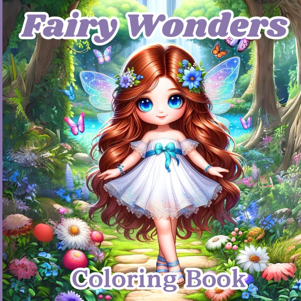 Fairy Wonders Coloring Book: 50 Magical Coloring Pages Featuring Cute and Adorable Fairies