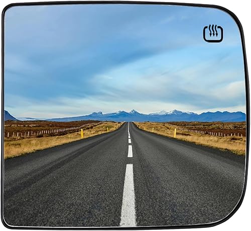 LOIYLLEN Espejo retrovisor lateral del pasajero, vidrio plano de paso derecho, espejos de remolque con soporte trasero y repuesto calefactable para