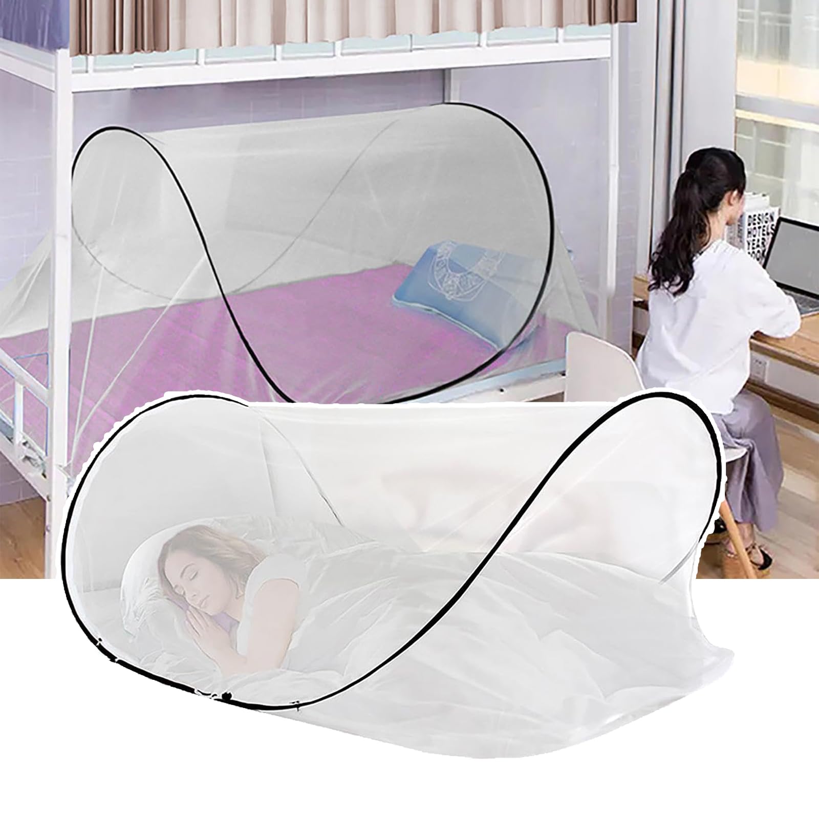 Moustiquaire réglable pour lit simple pliable : finissez-en avec les piqûres en camping