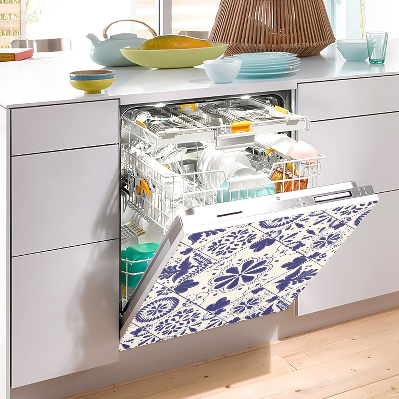 Dishwasher Magnetic Cover Decal - 23x26 Inch PVC Sticker To Hide Scratches & Decorate Appliances