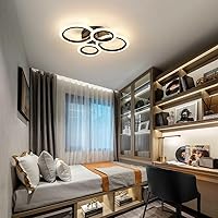 Vista 4 de Lámpara de techo LED moderna de 34 W, 3000 K-6000 K regulable, accesorios de iluminación de techo para montaje en techo, 4 anillos, candelabro LED
