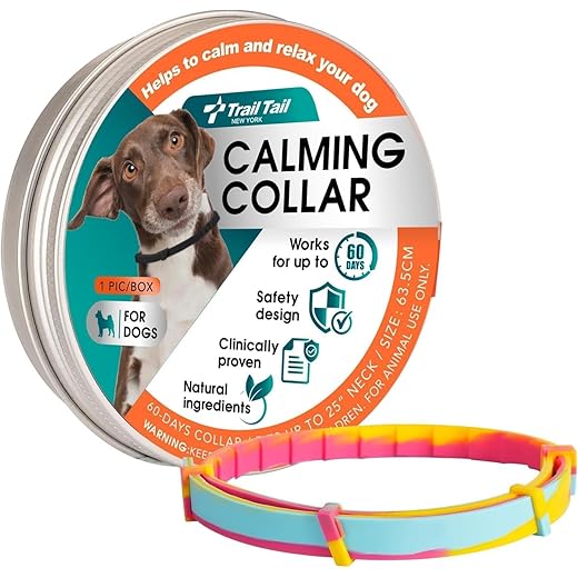 Calming Collar for Dogs Rainbow Dog Calm Collars Pheromone Relief Anxiety Stress Separation,Aluminum Box Gift Packaging 1 Pack,Fast-Acting 60 Days Relief,Choke Free Design Rainbow (1 Trial Necklace)