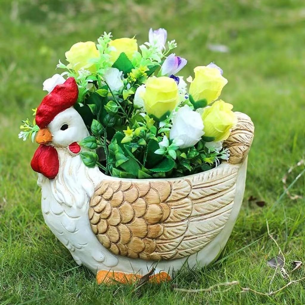 Silicone Flower Pot Mold – Chicken Shaped Planter Mold, Unique Rooster Design for Concrete Resin Clay, Garden Home Decor Gift Making, Long-Lasting Reusable