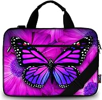 Vista 1 de icolor 14.5-15.6 Inch Canvas Laptop Sleeve Bag Messenger Shoulder Case -Purple Butterfly