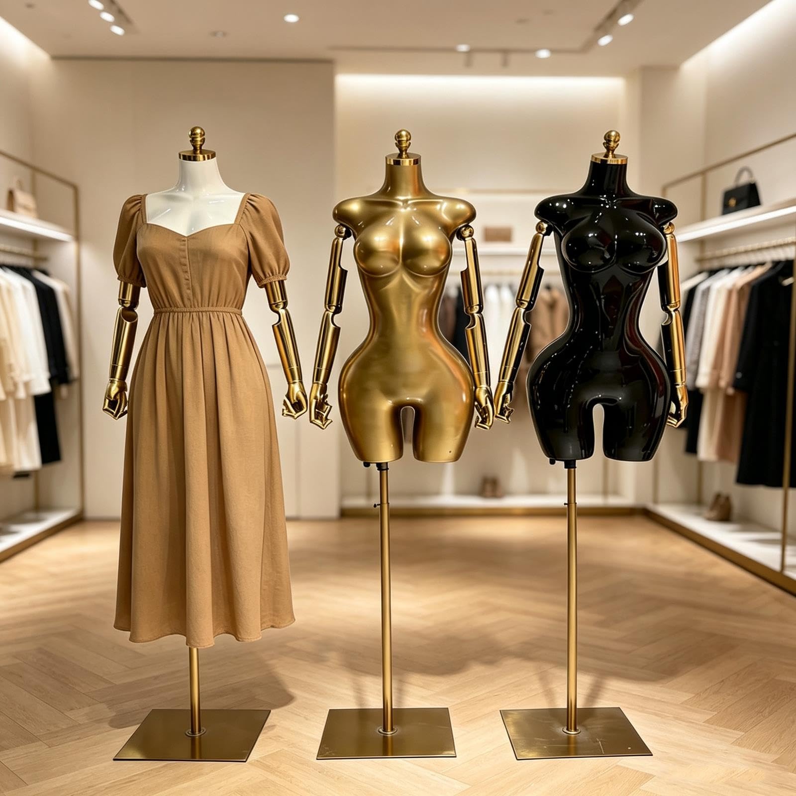 Tors Manekina Damskiego Plus Size, Forma Sukienki, Regulowany Złoty Stojak