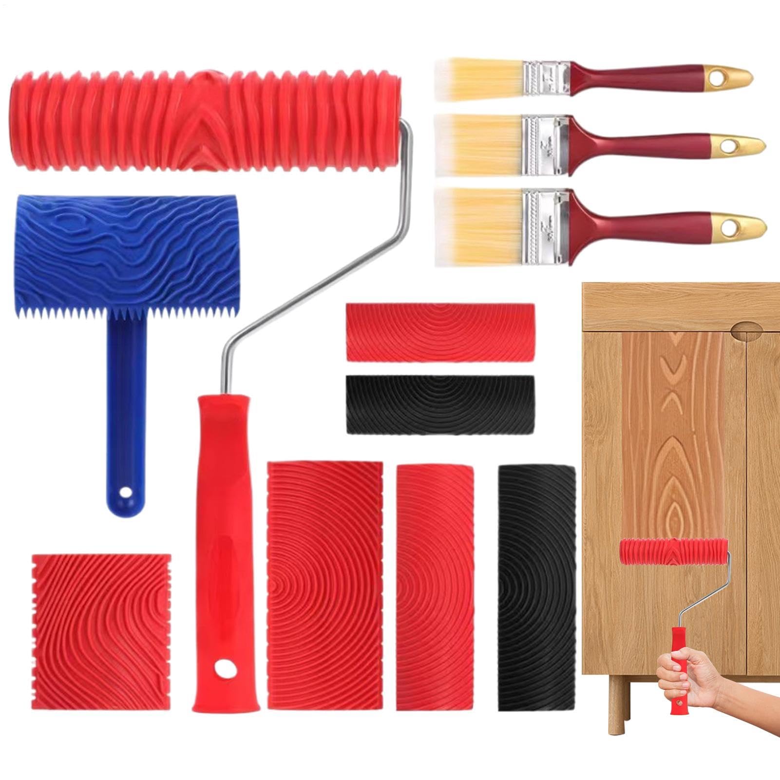 Herramienta para Imitar Veta de Madera 11 Piezas de Herramienta de Veteado | Set de Rodillos para Pintar para pared habitación hogar muebles arte paisaje patio verano