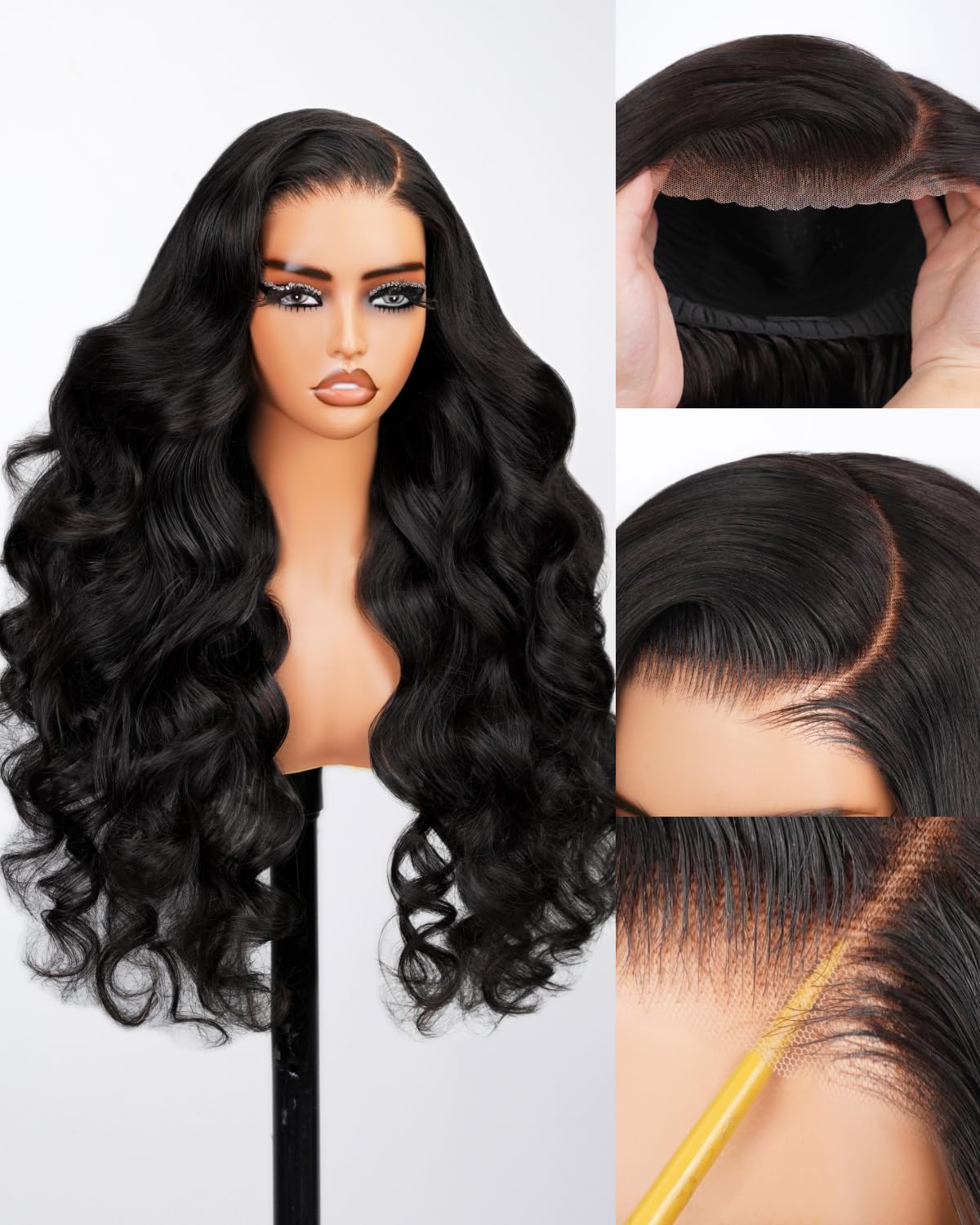 Wear And Go Glueless Wigs Human Hair Pre Plucked Pre Cut 220% Density 6X5 HD Lace Closure Wigs Human Hair Ready To Wear Body Wave Lace Front Wig With