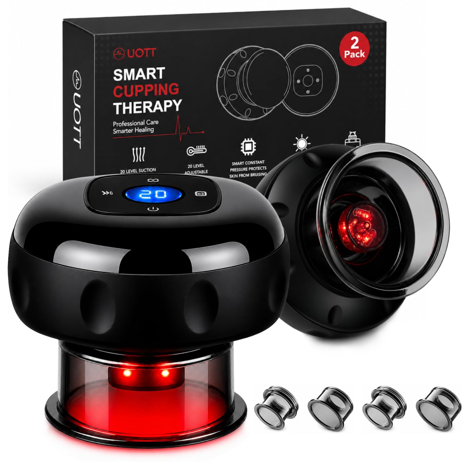 Photo 1 of UOTT Original 20 Levels Cupping Kit for Massage Therapy (2PCS),5-in-1 Smart Dynamic Cupping Set Therapy&Heat Penetrates for Targeted Pain Relief, Knots, Aches, Muscle Soreness