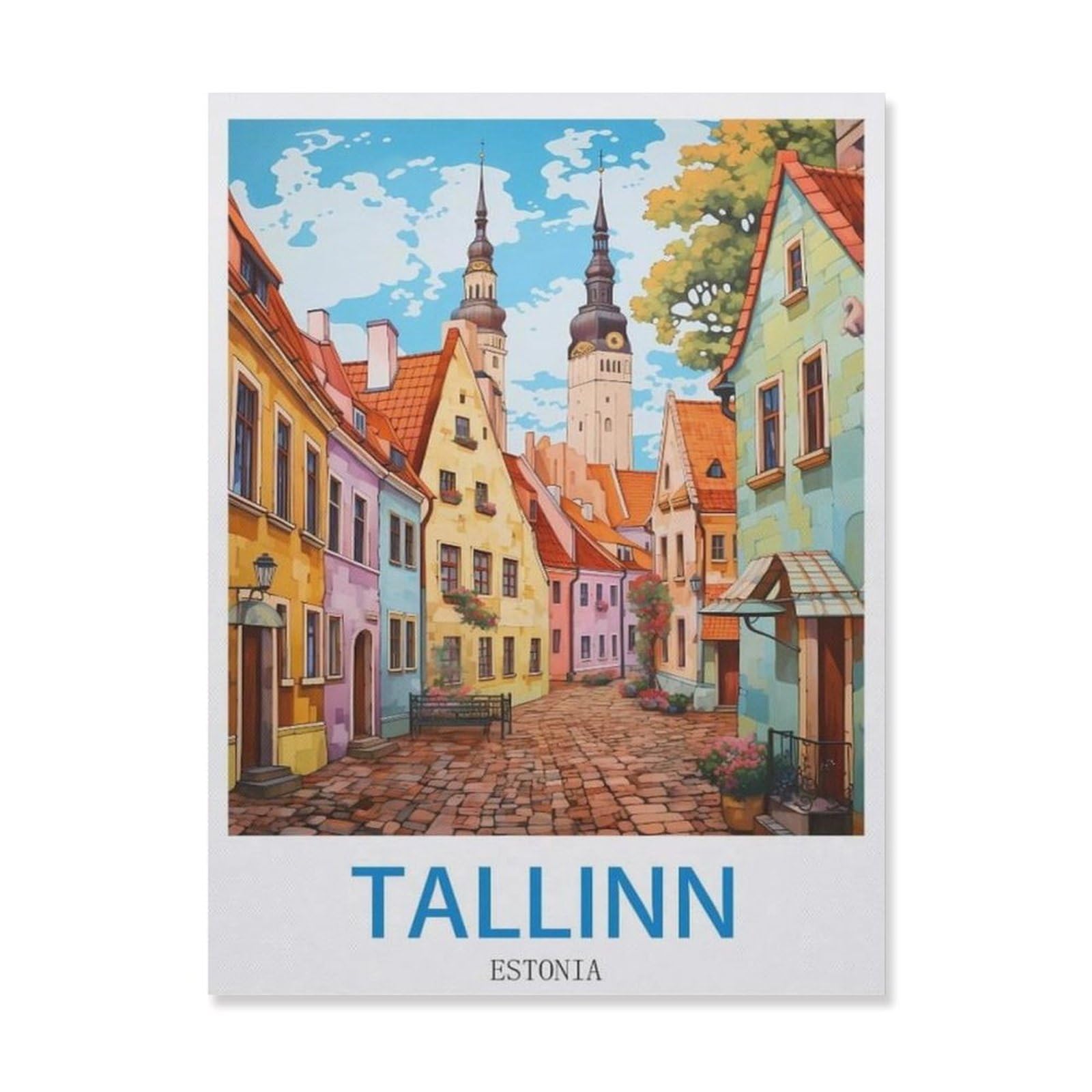 Tallinn Estonia，Tin Sign Vintage Wall Poster Retro Iron Painting Metal Plaque Sheet for Bar Cafe Garage Home Gift Birthday Wedding(20x30cm）8x12 inch-EG61