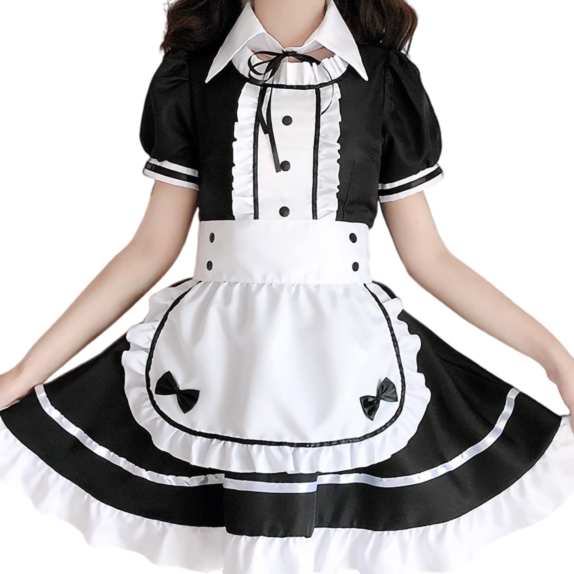 Jieaissna Classic Black and White Lolita Maid Outfit, Japan Akihabara Anime Cosplay Dress Dress Up Costumes for Men and Women