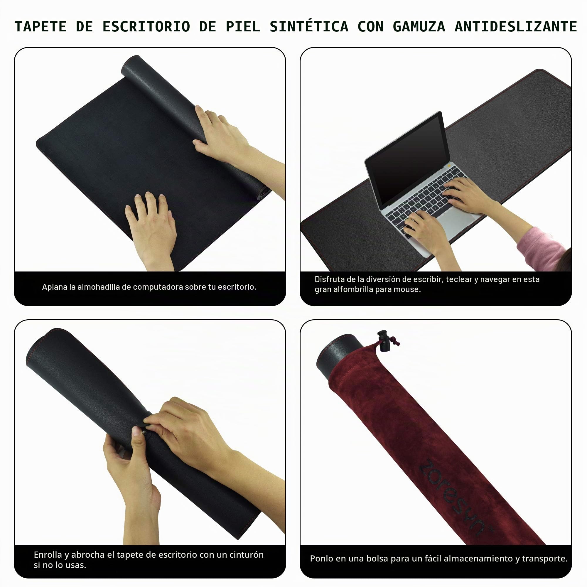 ZORESYN Almohadilla para Mouse para Juegos, 140x60cm Alfombrilla de Ratón, Alfombrilla de Escritorio de Oficina, Impermeable - Negro