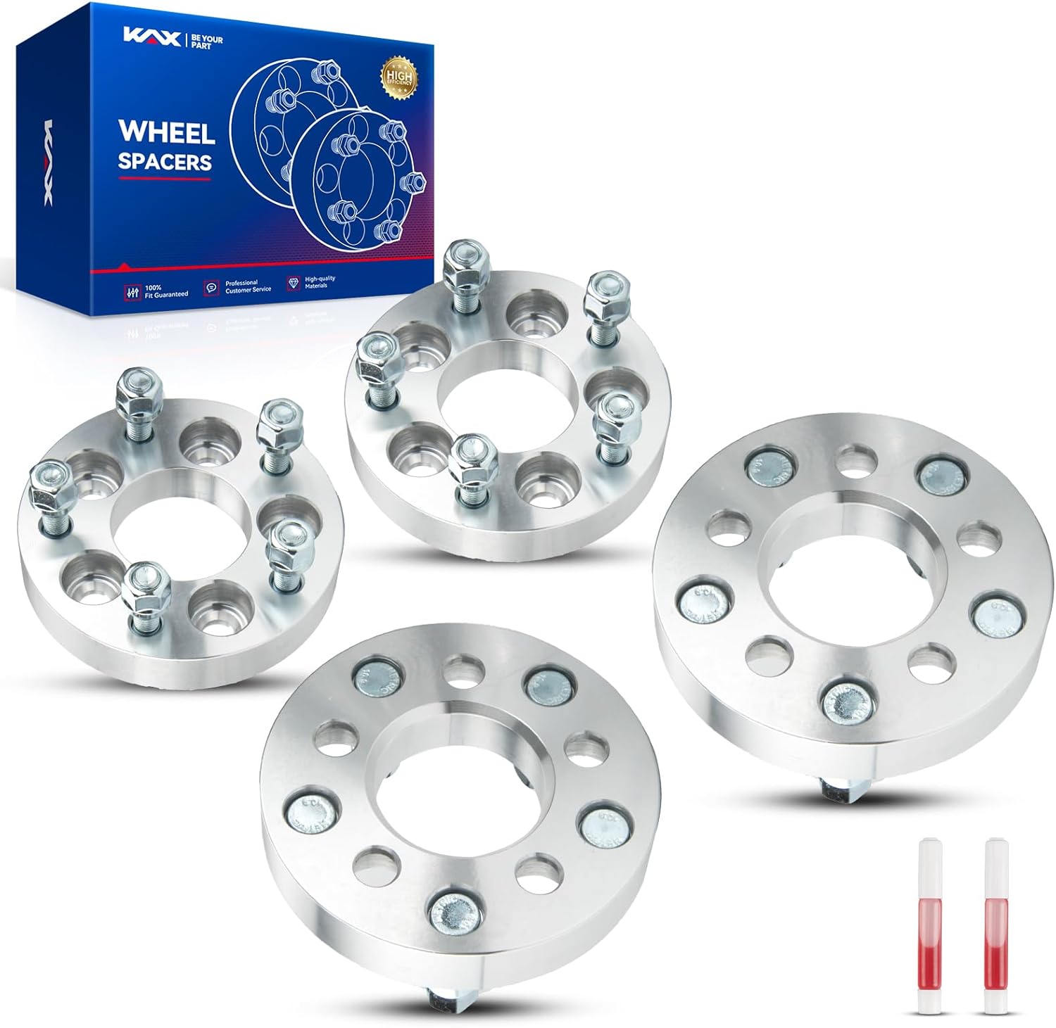 KAX 5x100mm to 5x114.3mm Wheel Adapters 1 inch for Corolla, 5 Lug Wheel Adapters with 64.1mm Hub Bore M12x1.5 Studs for Forester, Crosstrek, Prius,XV Crosstrek, Impreza,Prius V,tC,4Pcs Silver