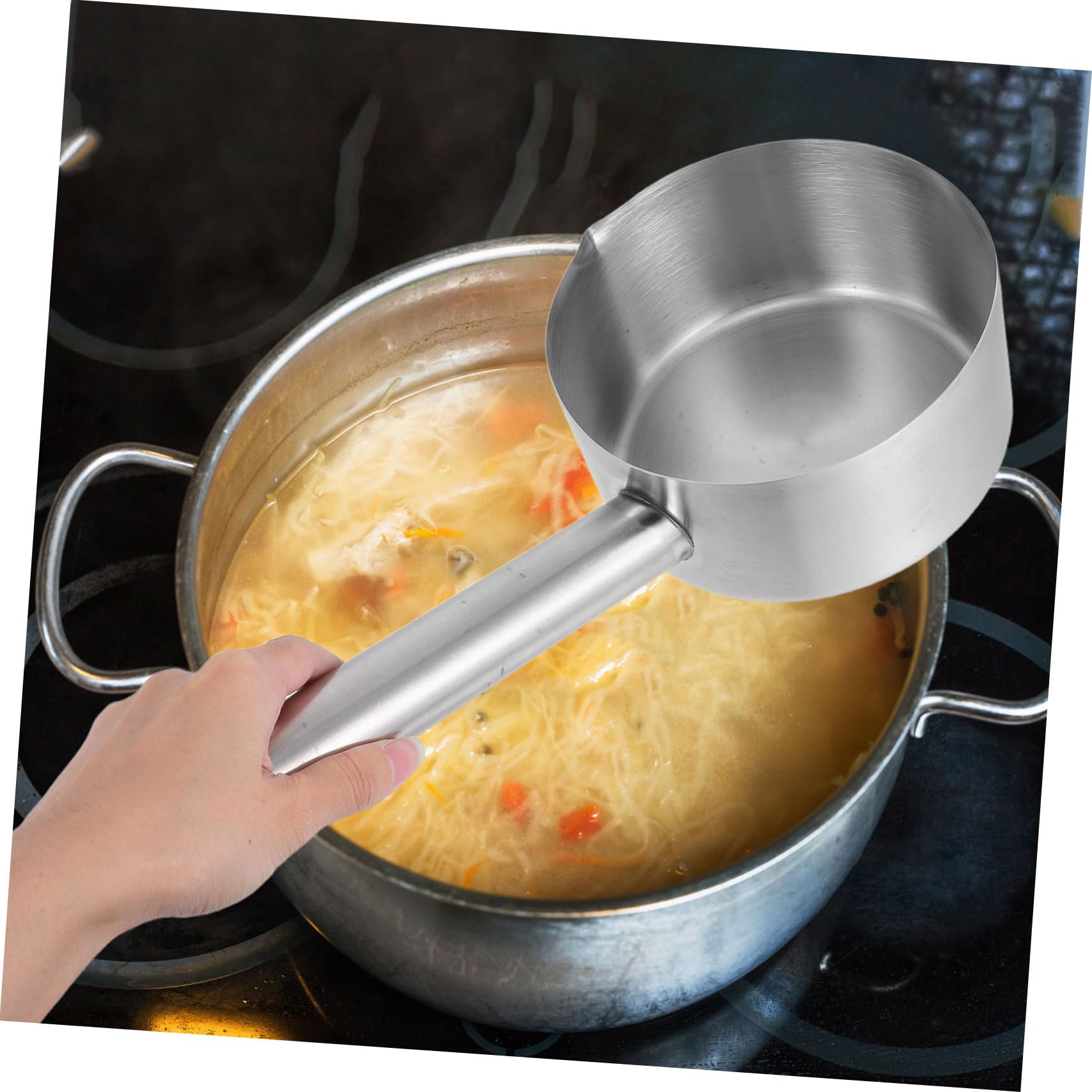 Große Schöpfkelle aus Edelstahl, Robust, Rostfrei, Silber für Küche