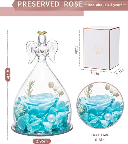 Miniatura 2 de DuHouse Rosas preservadas en cristal de ángel regalos de flores eternas que duran 2 años para mujeres abuela mamá esposa novia en el día de San