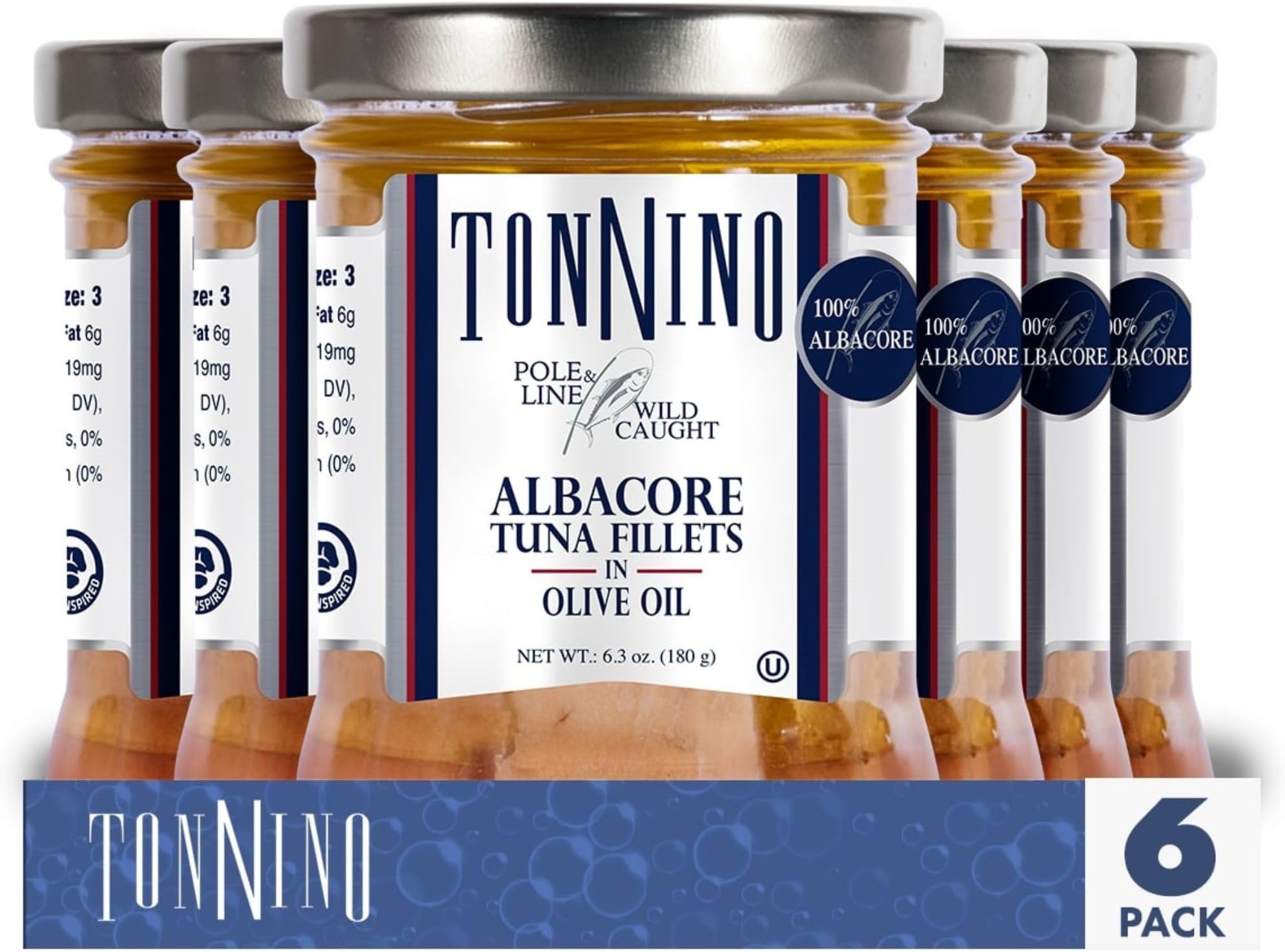 Tuna Fish Albacore - Olive oil – Pack of 6 – Alternative to Salmon – Protein Snacks – Ready to Eat Meals