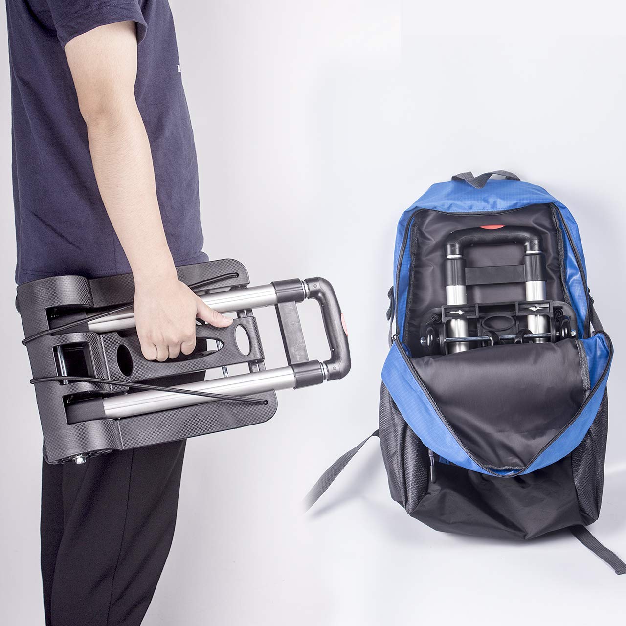 Klappbare Sackkarre, Transportwagen, zusammenklappbare Aluminium-Sackkarre, Mini-/Leichtgepäckwagen, Aluminium-Transport- und Sackkarre für Umzüge oder Getränkekisten bis zu 50 kg/110 lb