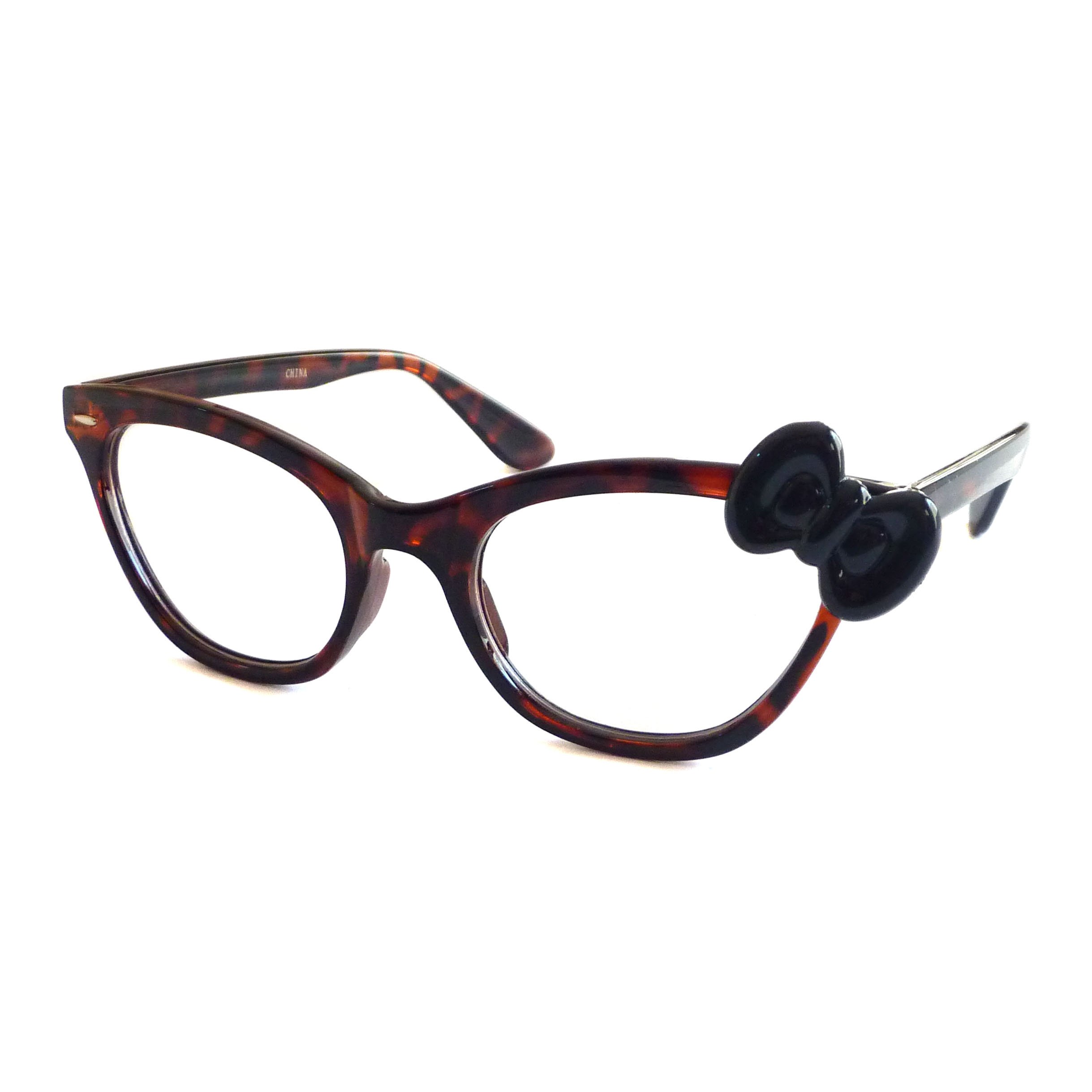 HELLO KITTY Style Women Nerd Cat Eye Trendy Frame Clear Lens Glasses TORTOISE