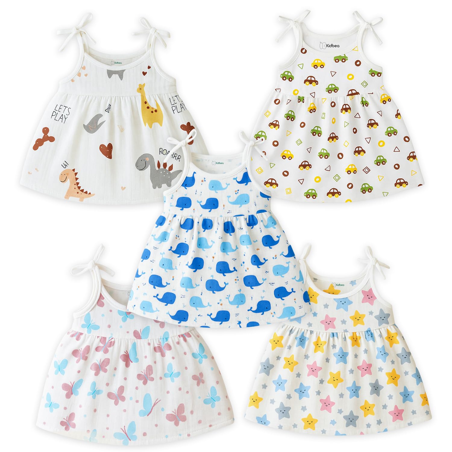 Kidbea® 100% Organic Cotton Newborn Baby Girls Sleeveless Dress | Casual Muslin Frock Infant with Multiple Cute & Trendy Prints Price In India