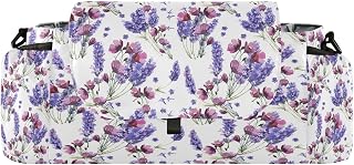 CUPADA Lavender Watercolor Universal Baby Stroller Organizer with Cup Holders, Large Capacity Spring Floral Stroller Organizer Bag Adjustable Strap Fit Most All Strollers