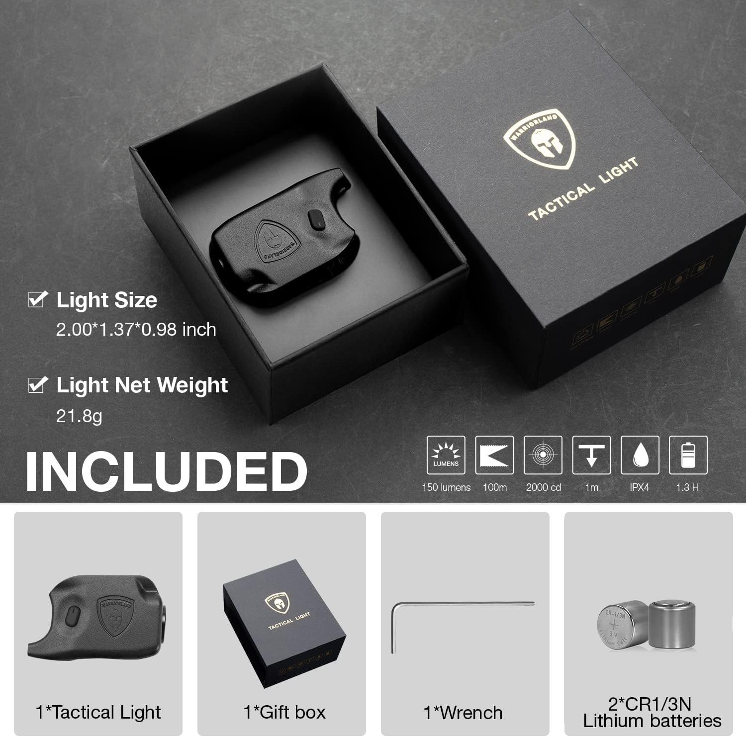 WARRIORLAND Mini Gun Light Compatible with Glock 42/43/43X/48, 150 Lumens Tactical LED Light