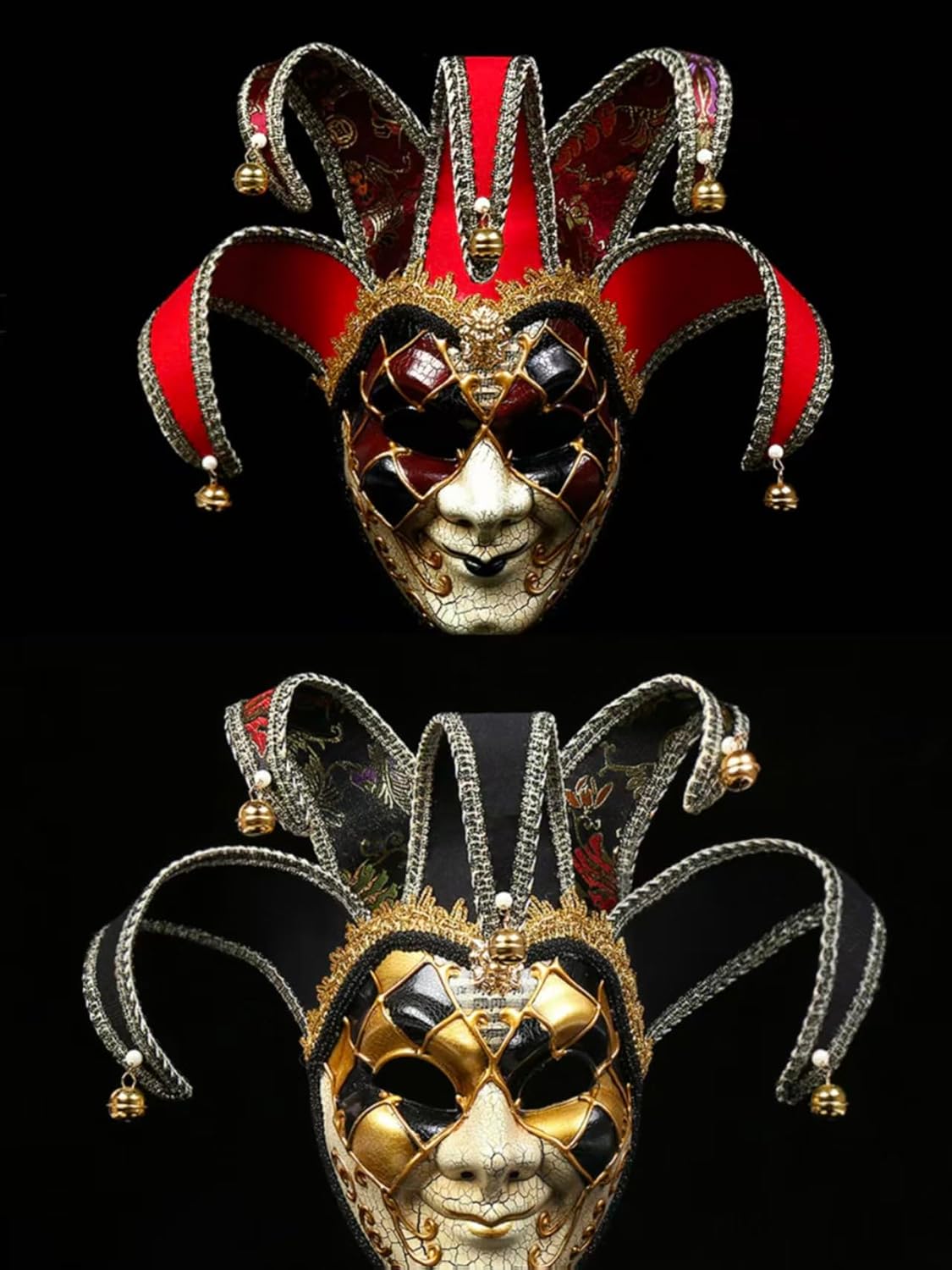 Creative Decorative Venetian Jester Masquerade Mask, Full Face, Carnival Costume Party，3 colors to choose from