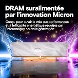 Crucial Pro RAM DDR5 32Go Kit (2x16Go) 6400MHz CL32, Overclocking Gaming, Mémoire pour Ordinateur de Bureau, Intel XMP 3.0 / AMD Expo, Blanc - CP2K16G64C32U5W - 6