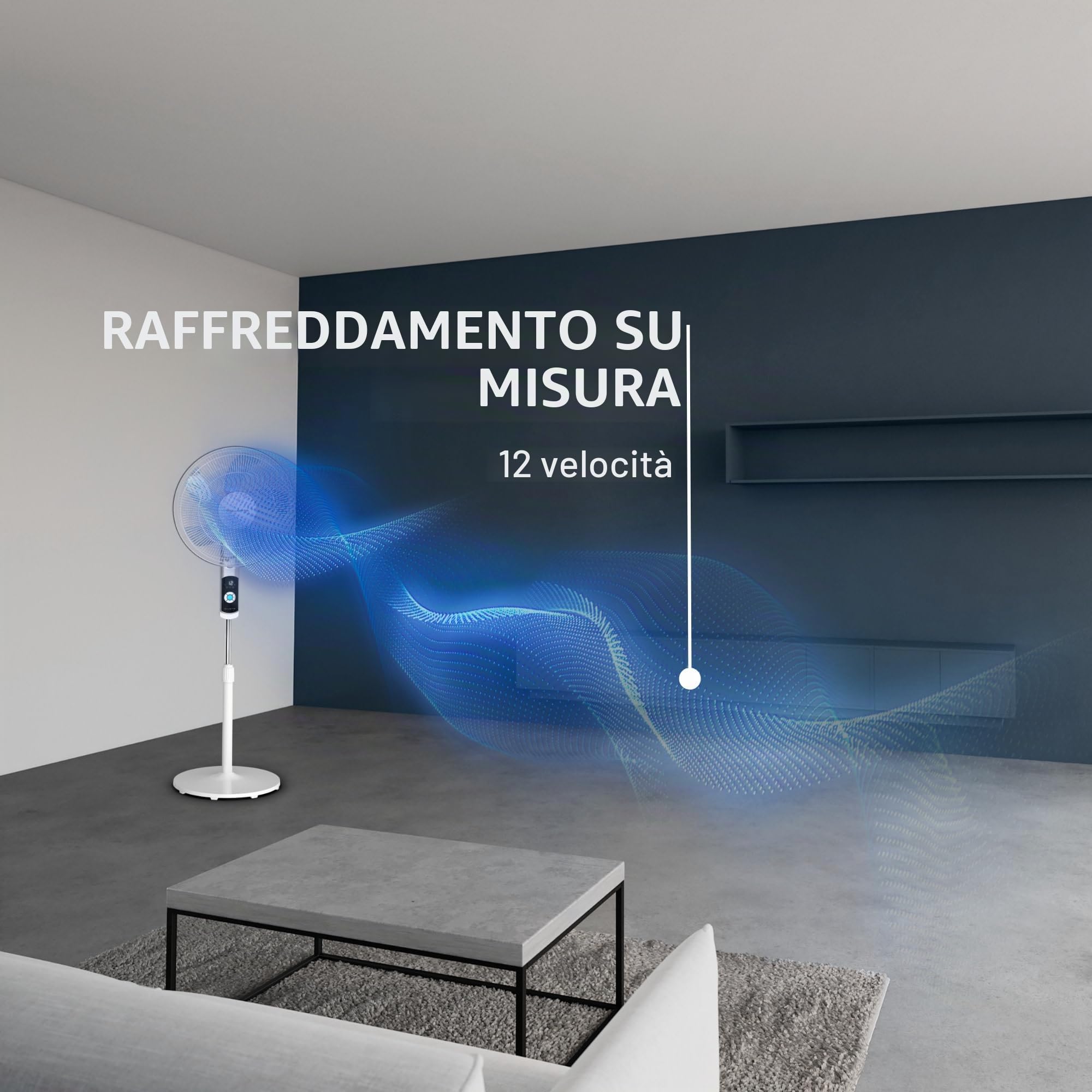 Rowenta Turbo Silence, Ventilatore a Piantana Potente, 12 Velocità Regolabili, Ventilatore Silenzioso, Oscillazione 120 gradi, Altezza Regolabile, Elevata Efficienza Energetica, VU5650