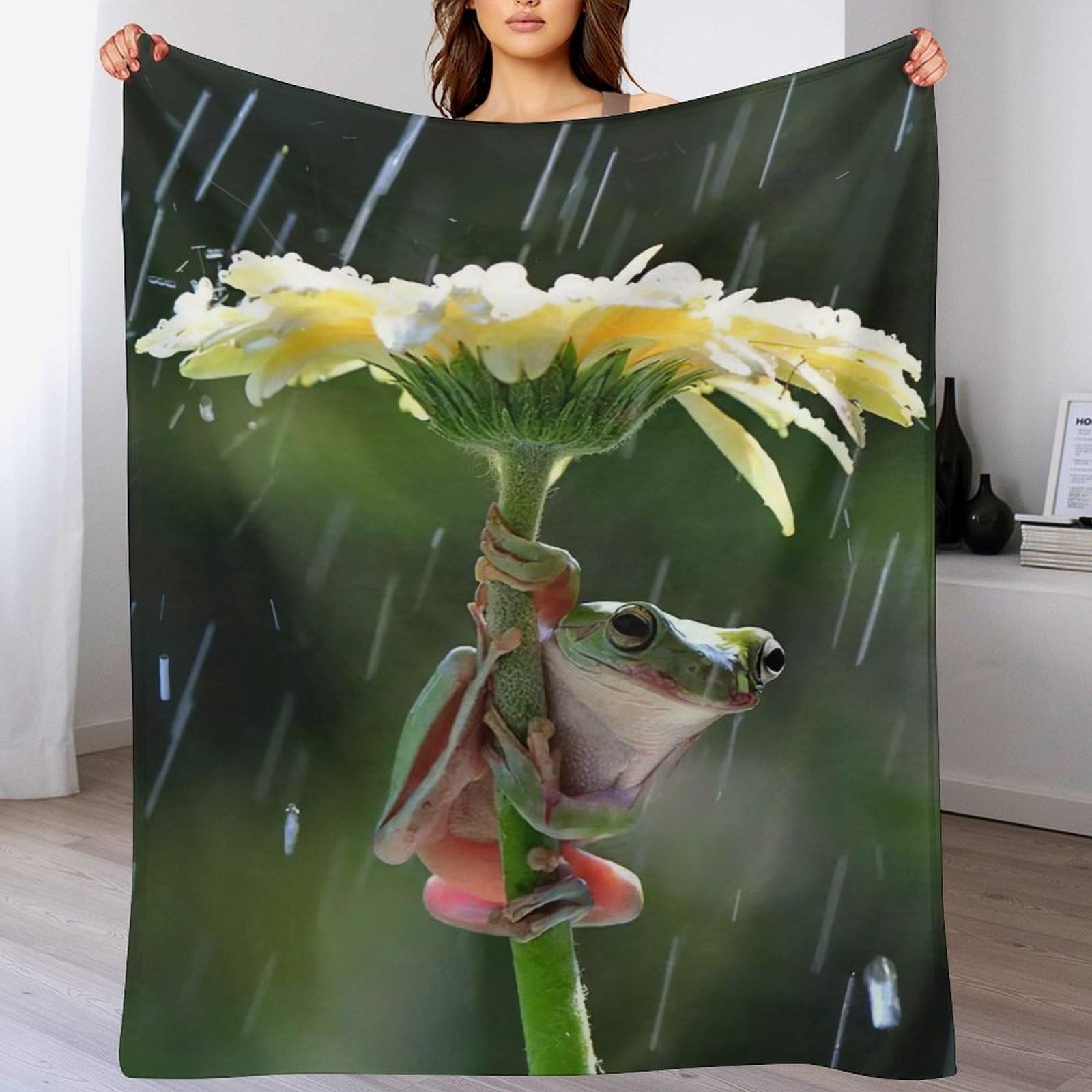Couverture polaire grenouille en flanelle douce 150x200cm pour lit et canapé