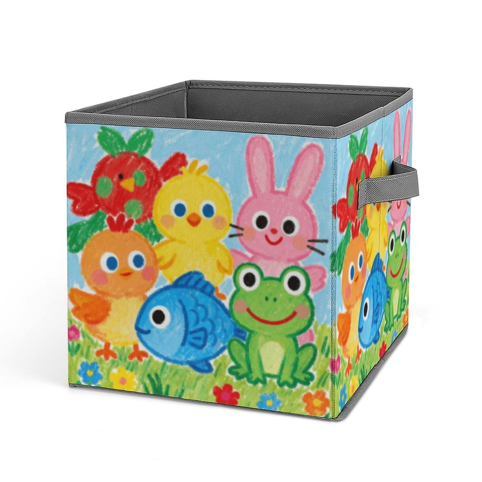 Colorful Storage Baskets Collapsible, Exquisite Pattern Cube Box, Canvas Fabric Storage Bins with Handles, Clothe Organizer Box for Home Decorative Office Bedroom