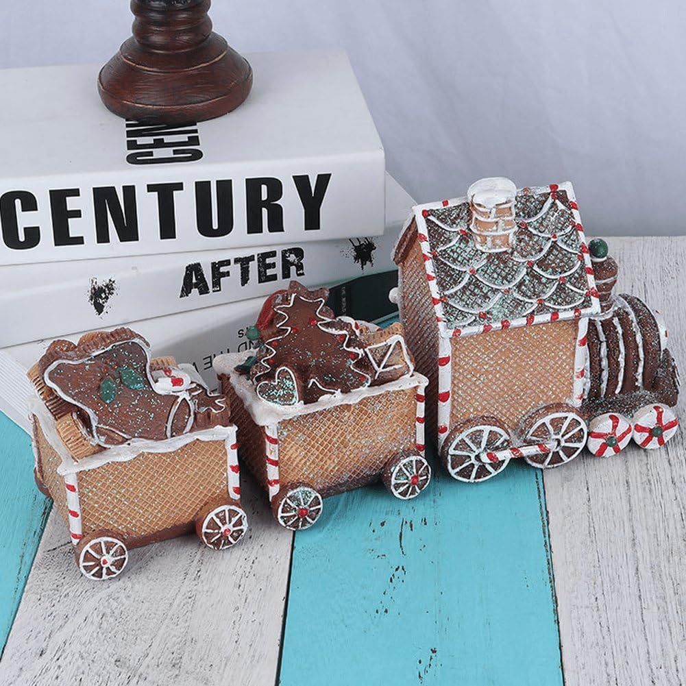 Christmas Gingerbread Train Christmas Ornament Figurine Room Ornaments Gift Goods Living Room Bear Santa Train