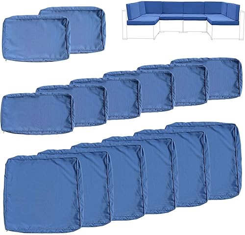 Fundas de cojín de repuesto, fundas de cojín para patio al aire libre impermeables (25.6 x 25.6 x 3.94 pulgadas, azul)