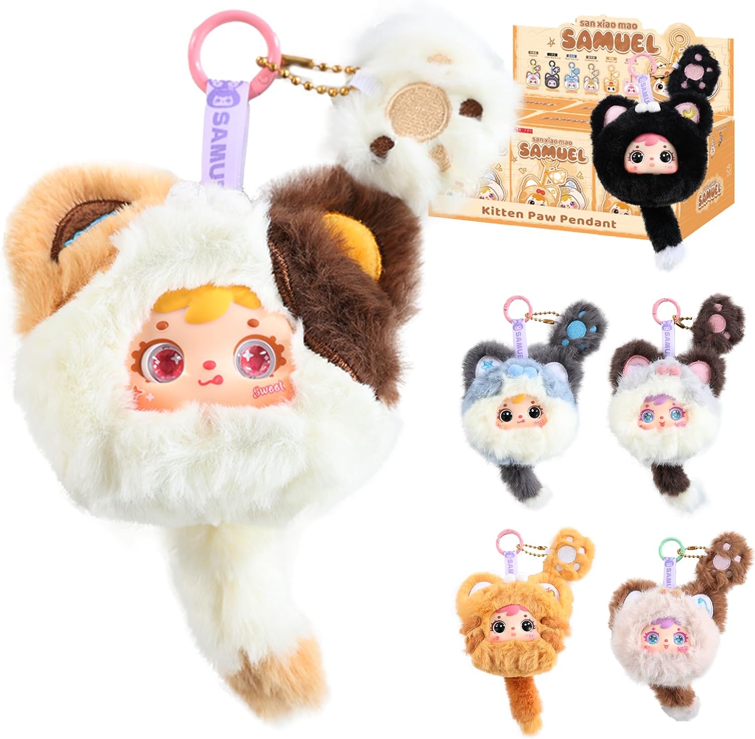 Samuel Puppy Flop Series - Dog Blind Box Pendant Plush,Figure Blind Box Keychain, Random Cute Blind Boxes Figures,Collectible Toys for Gifts (Dog (Whole Set 6 Boxes))