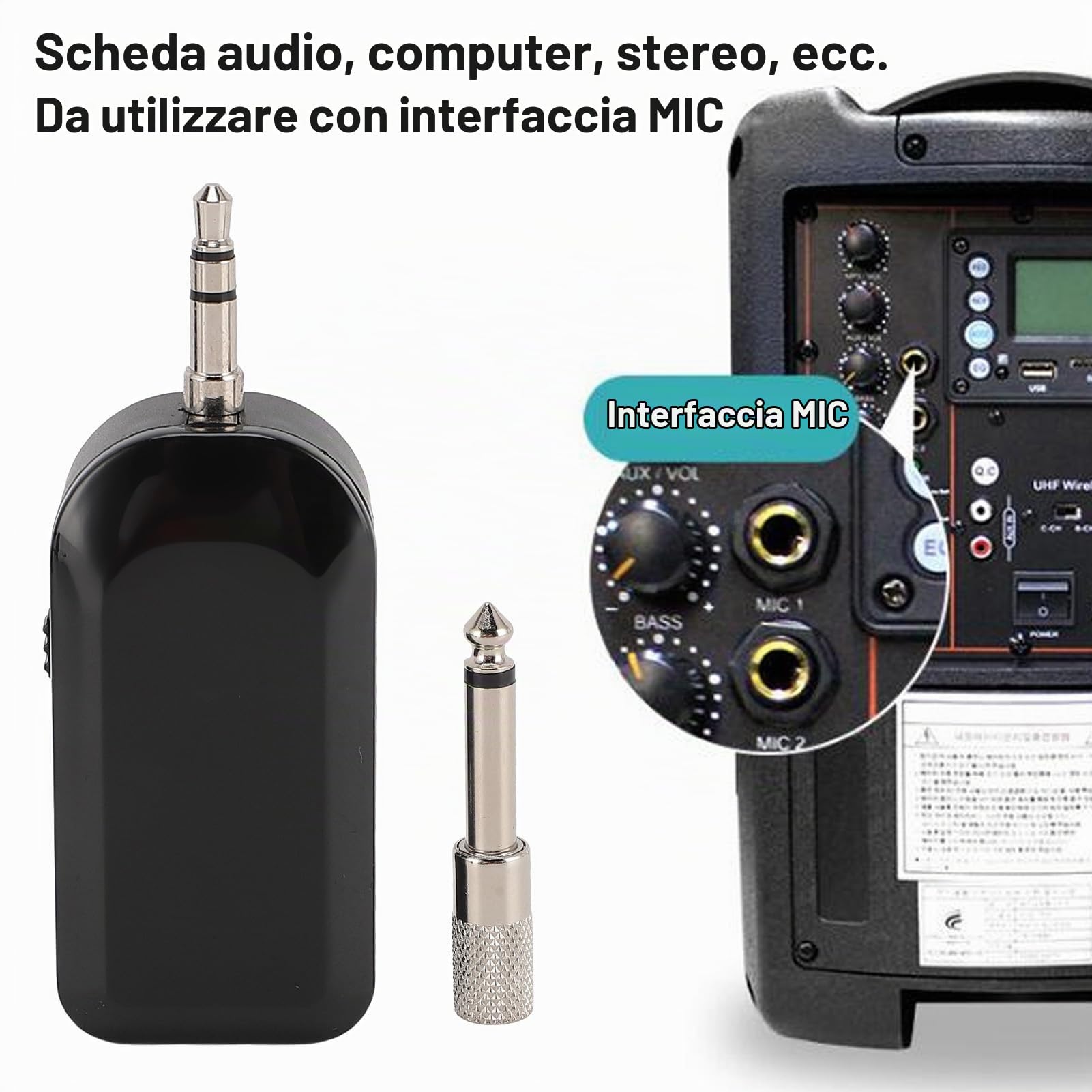 Microfono Wireless per Strumenti 2.4G Pickup per Sassofono Chitarra Violino Fisarmonica - Sistema Microfonico con Clip Flessibile e Rotazione 360° - Resistente alle Interferenze co