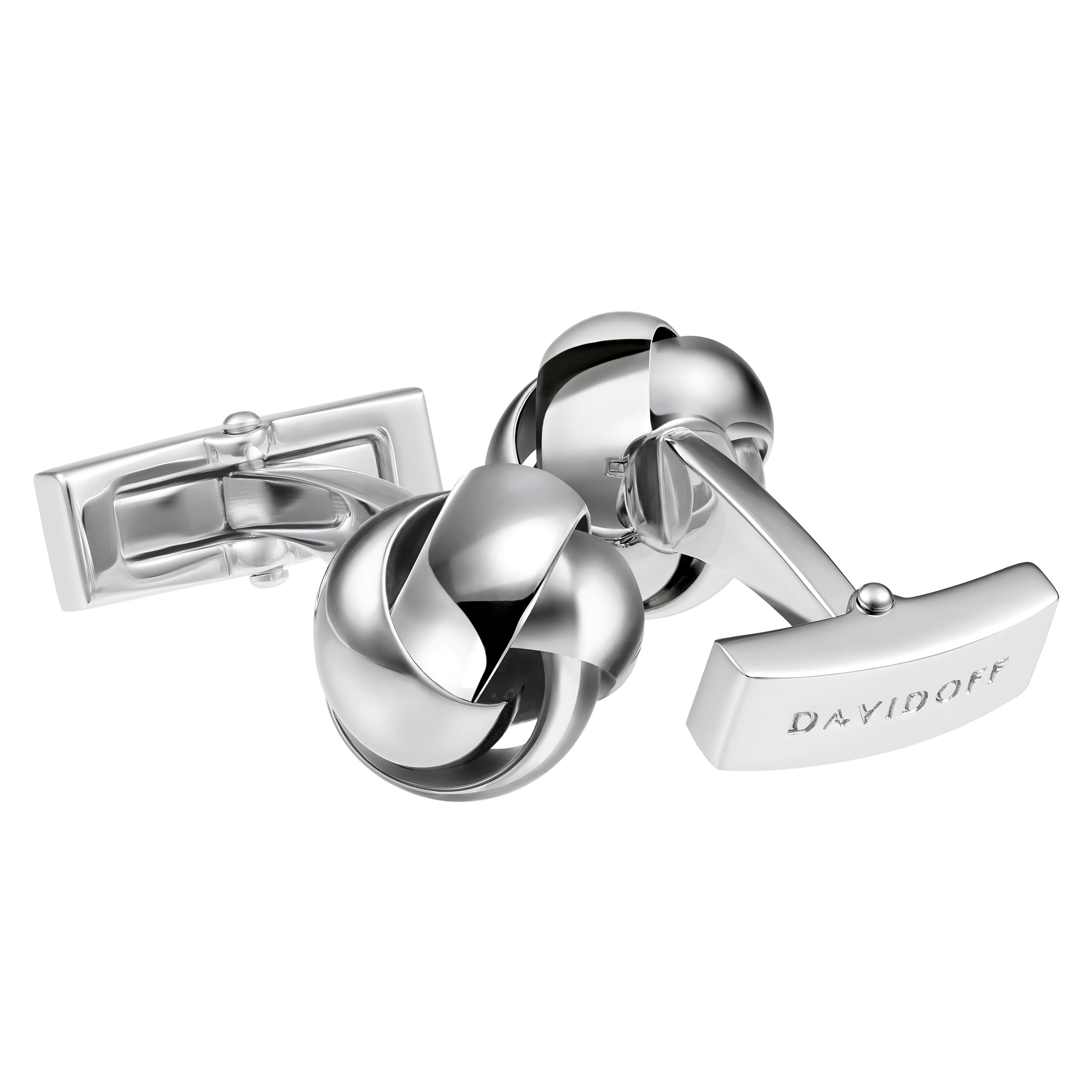 DAVIDOFF ESSENTIALS Cufflinks - Gemelos de plata redondos para hombre con forma entrelazada - gemelos para camisas de latón – accesorios de hombre para bodas y eventos