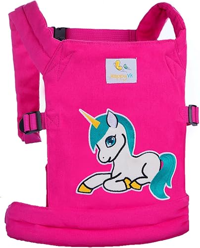 Portabebés de muñeca de juguete para muñecas delantero y trasero para niñas pequeñas bordado de unicornio