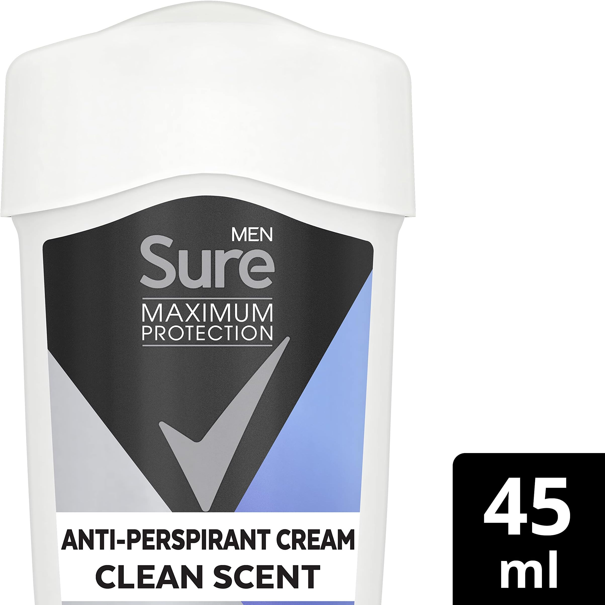 Sure Maximum Protection Anti-Perspirant Clean Scent Deodorant Cream for Men, 45ml