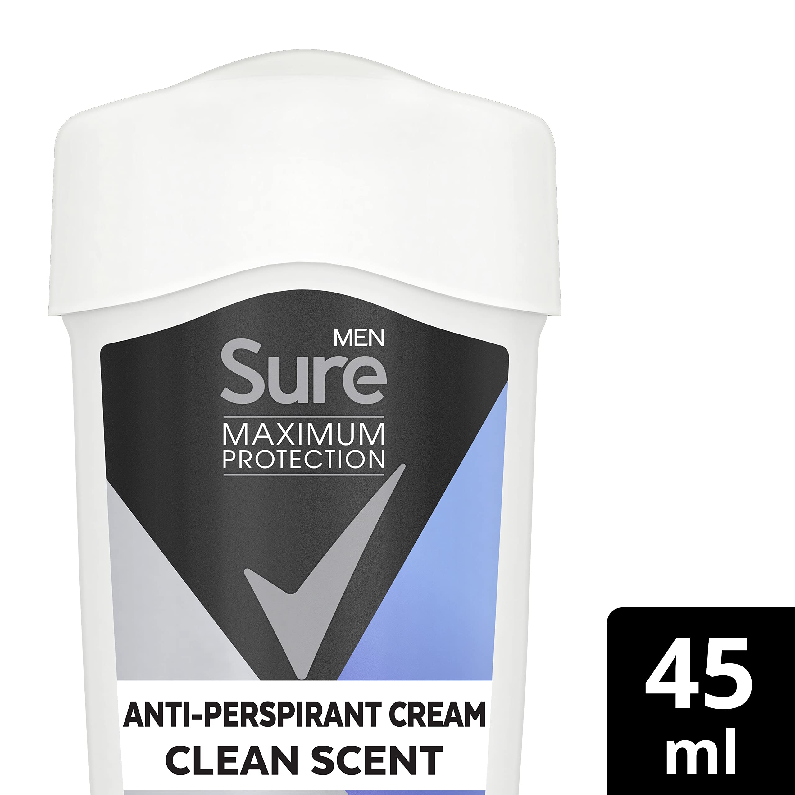 Sure Maximum Protection Anti-Perspirant Clean Scent Deodorant Cream for Men, 45ml